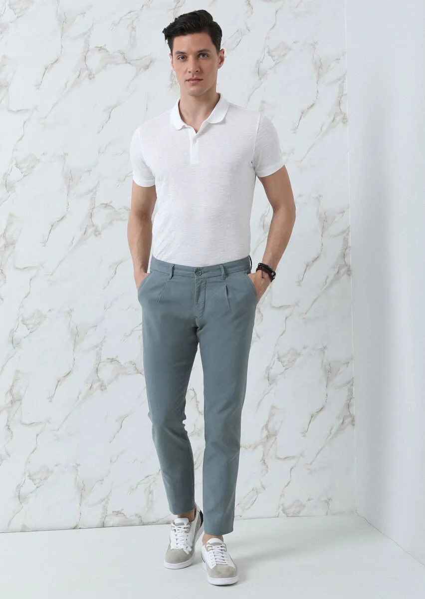 White Jacquard Polo Neck 100% Cotton T-Shirt - 4