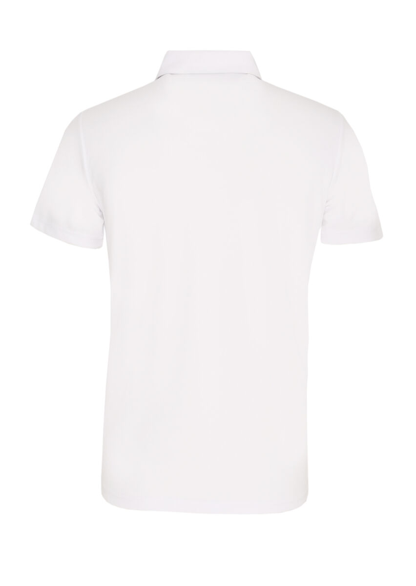 White Jacquard Polo Neck 100% Cotton T-Shirt - 3