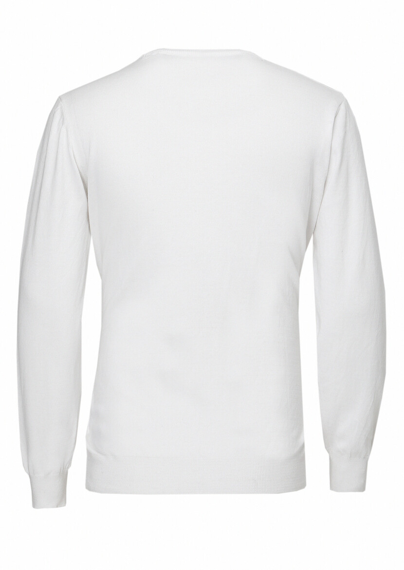 White Knitwear Sweatshirt - 4