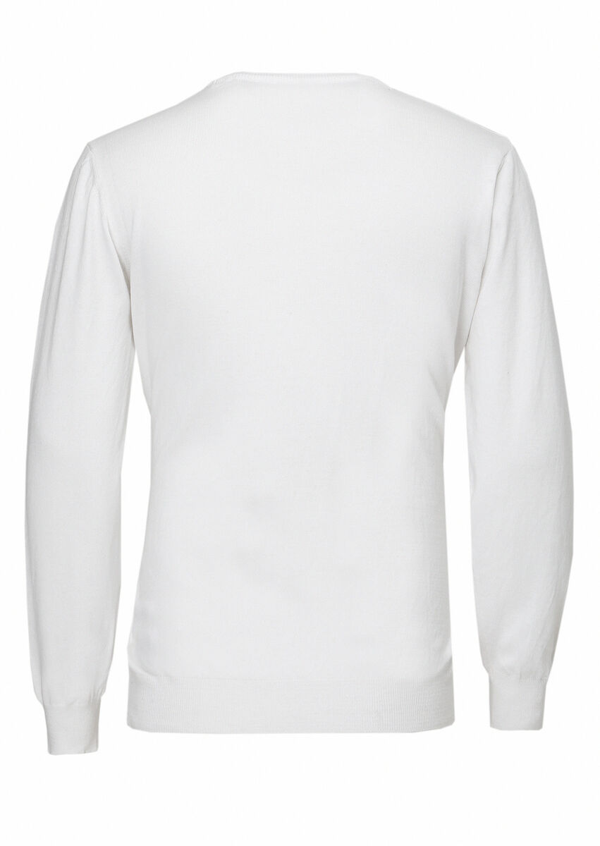 White Knitwear Sweatshirt - 4