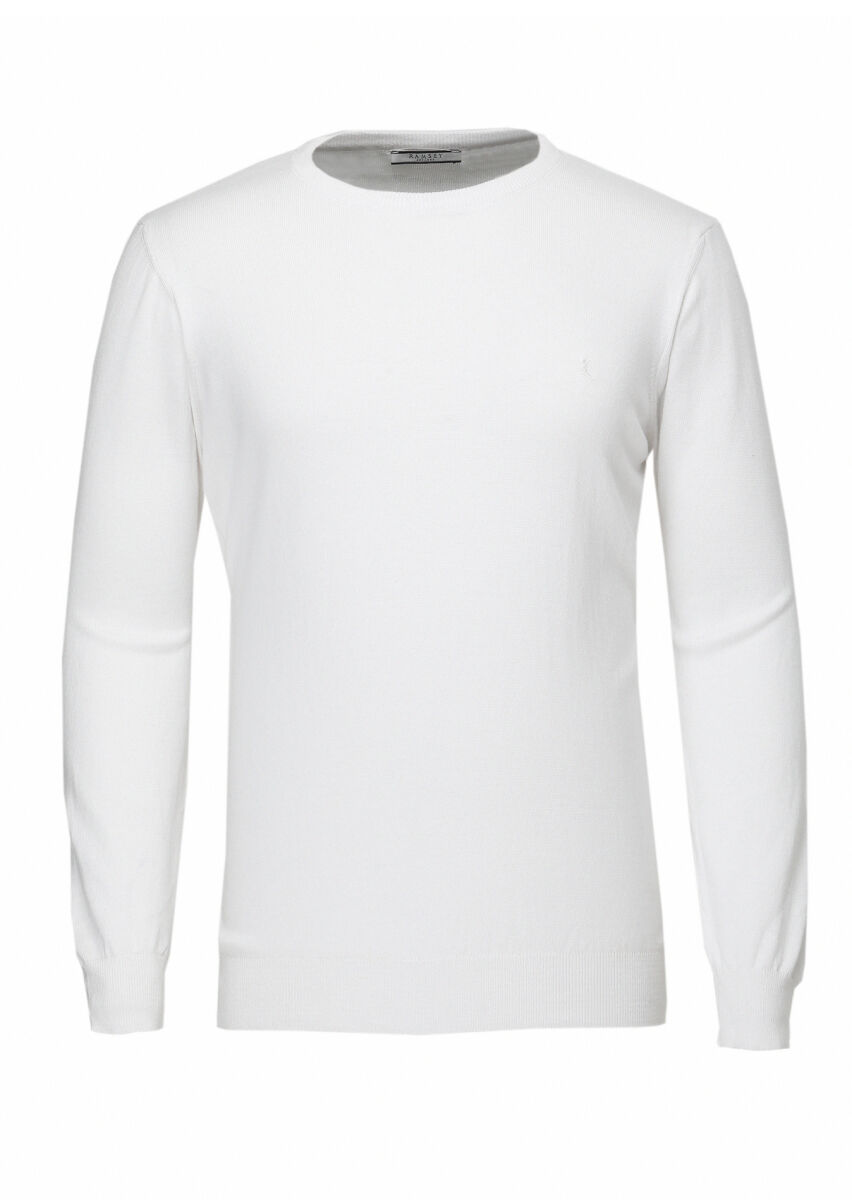 White Knitwear Sweatshirt - 1