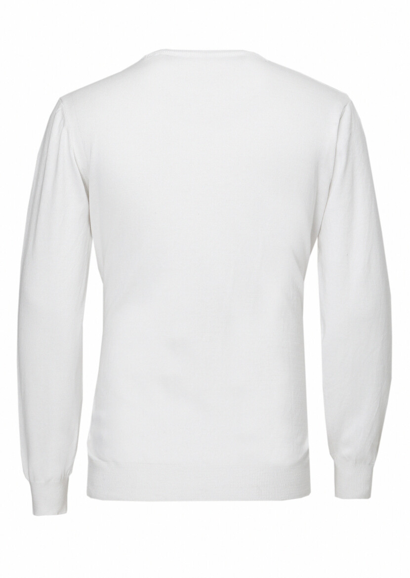 White Knitwear Sweatshirt - 4