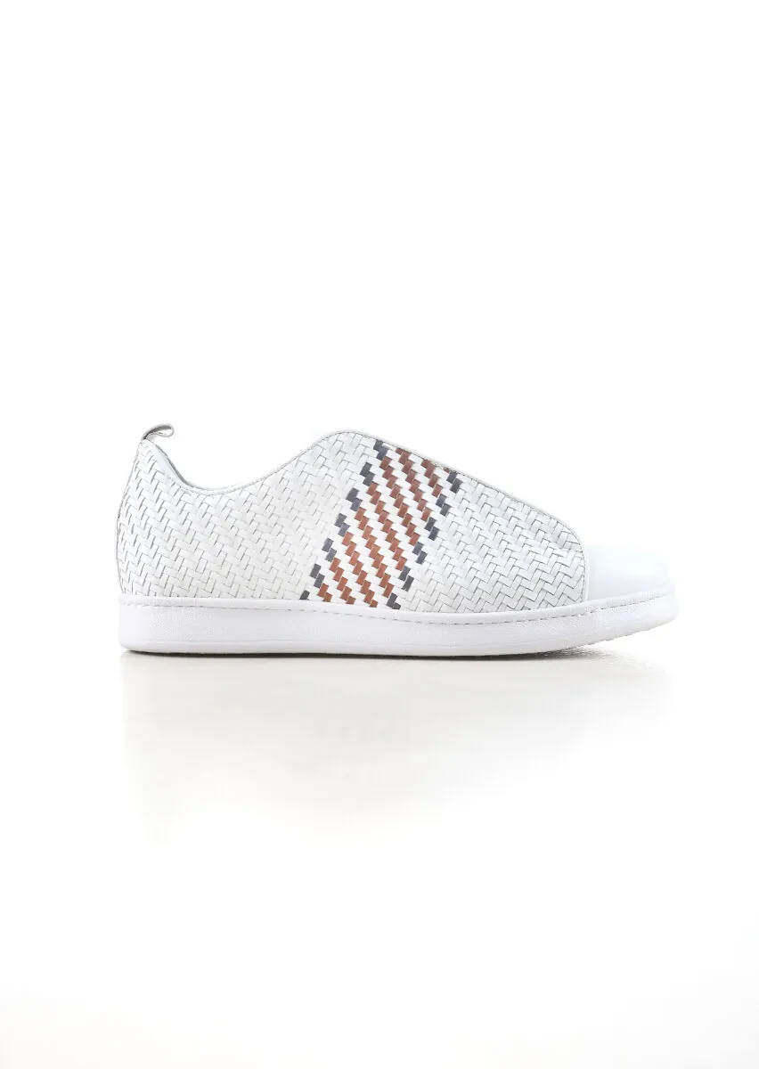 White Leather Casual Sneaker - 1