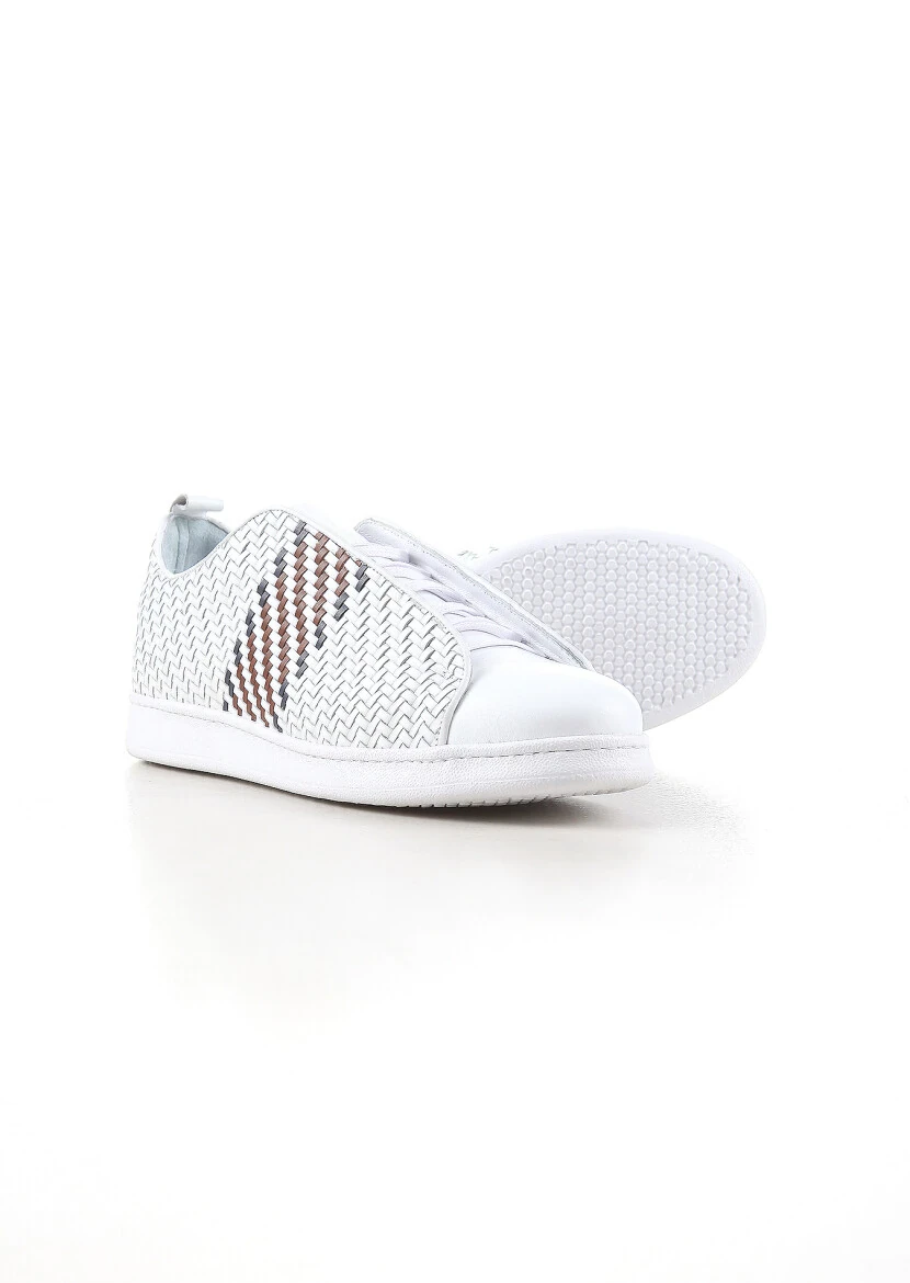 White Leather Casual Sneaker - 4
