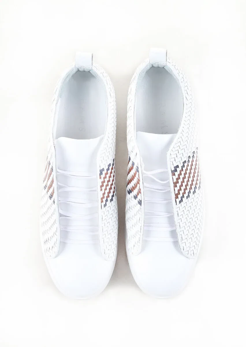 White Leather Casual Sneaker - 5