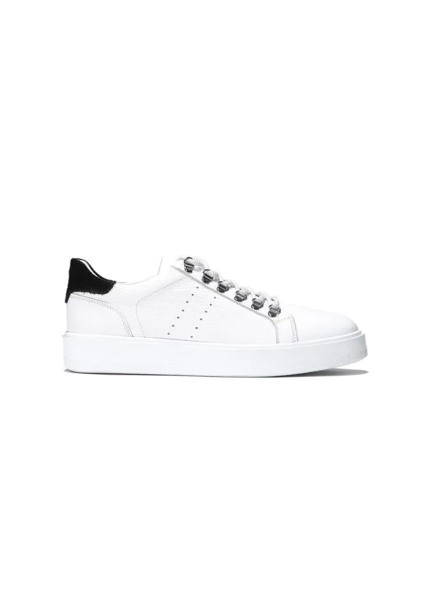 White Leather Casual Sneaker - 1