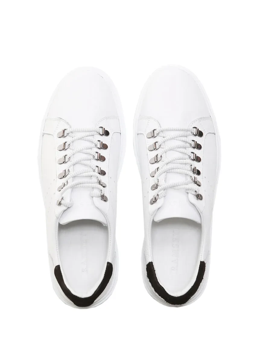 White Leather Casual Sneaker - 5