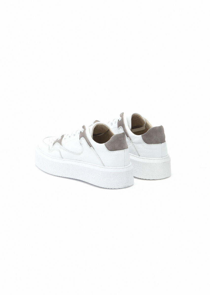 White Leather Sneaker - 4
