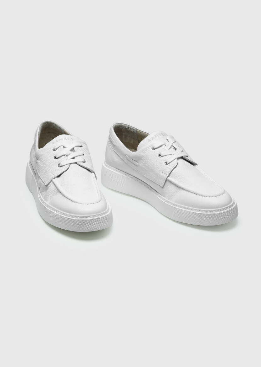 White Leather Sneaker - 3