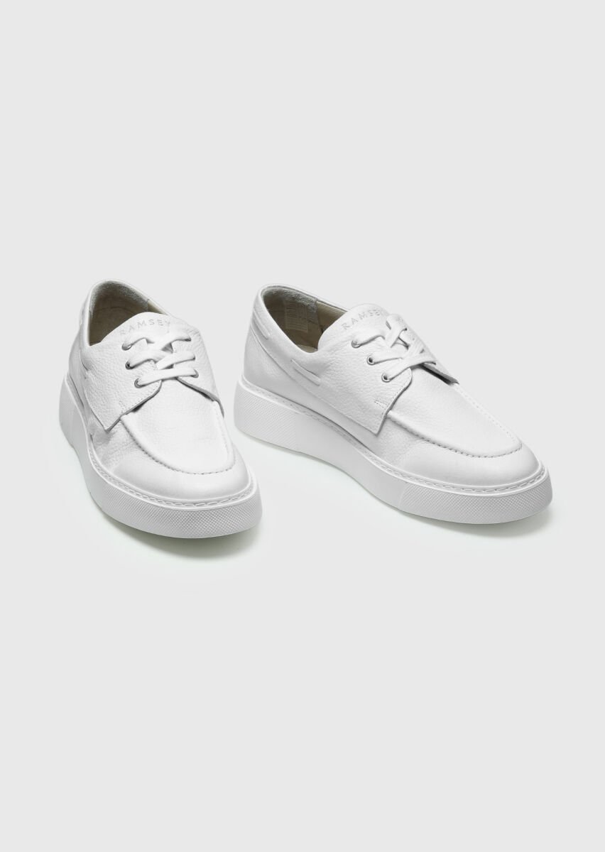 White Leather Sneaker - 3