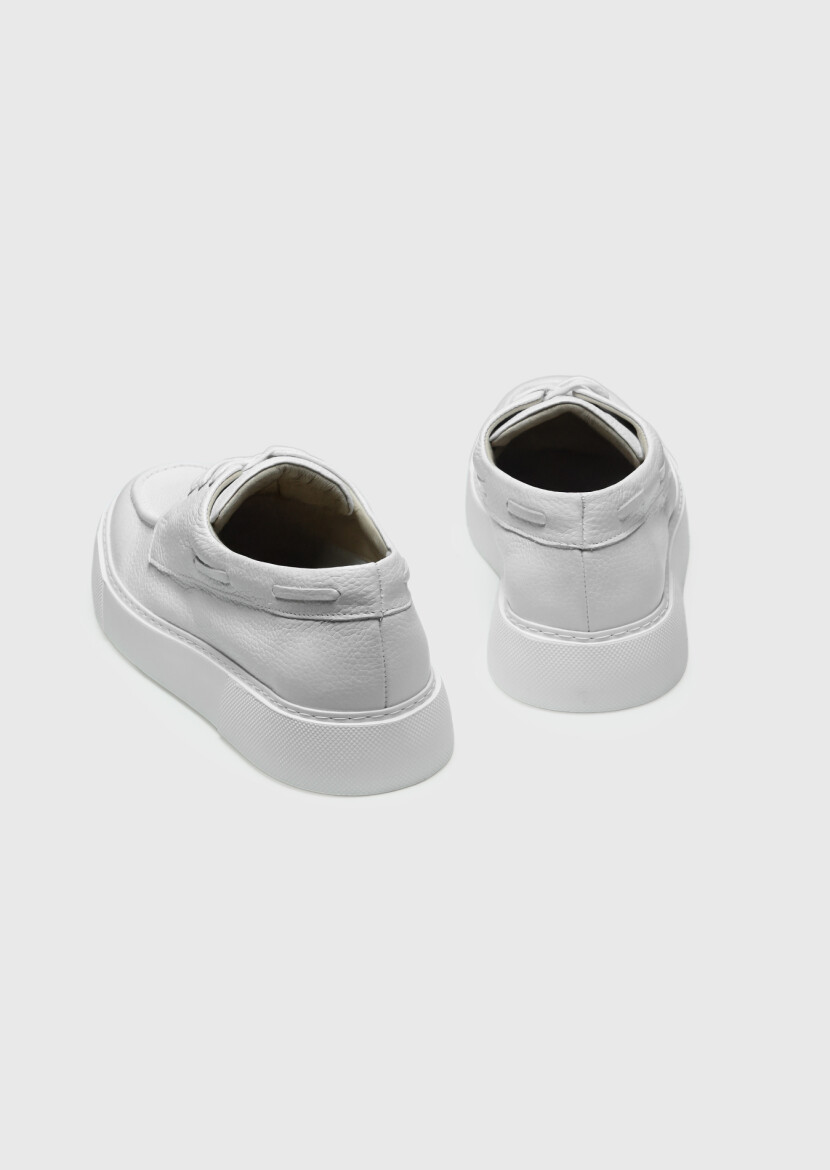 White Leather Sneaker - 5