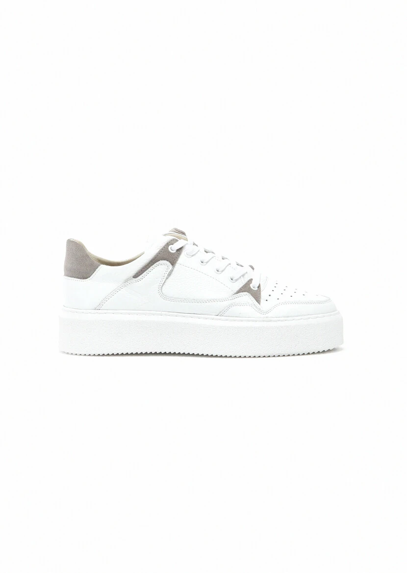 White Leather Sport Sneaker - 1