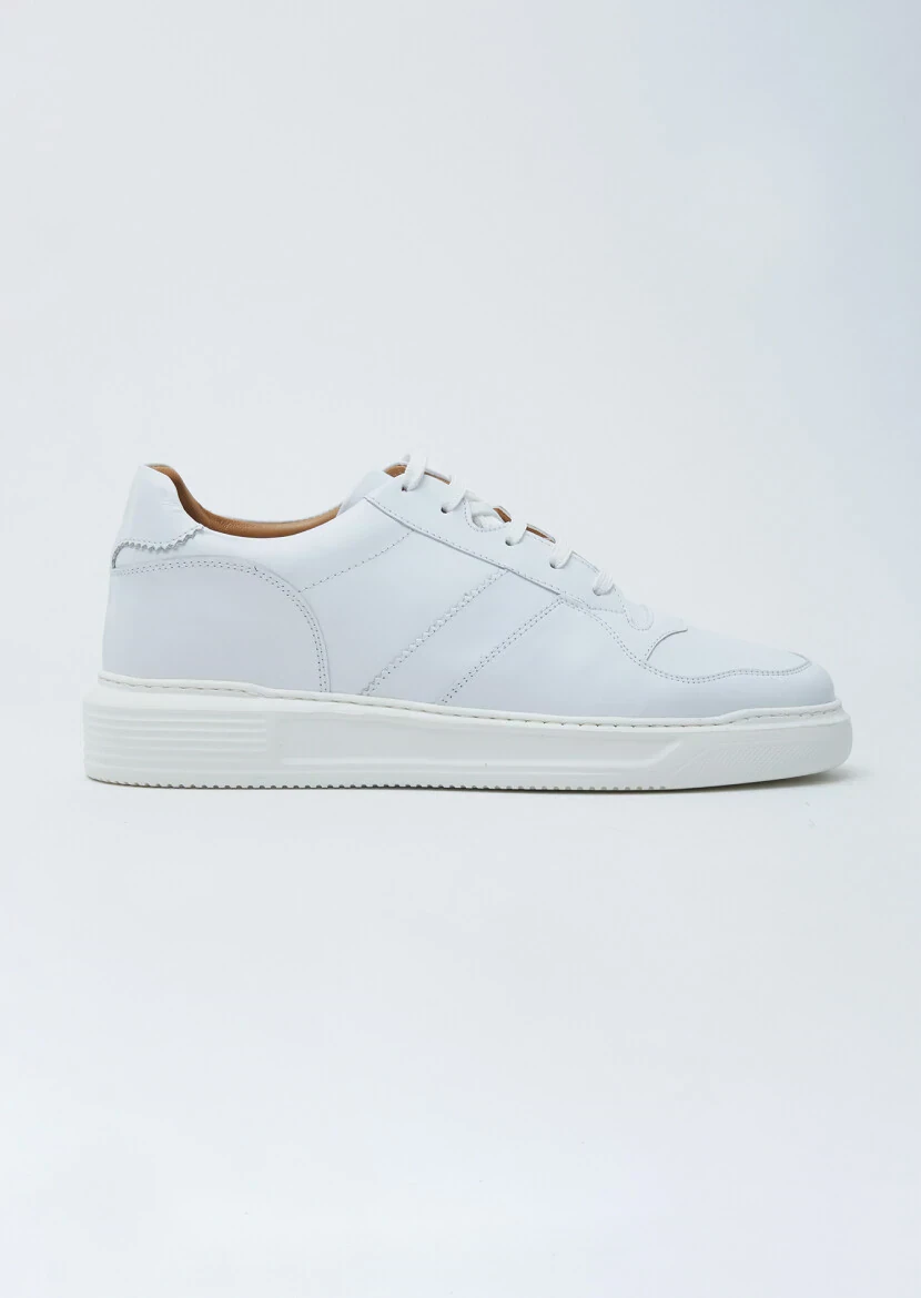 White Leather Sport Sneaker - 1