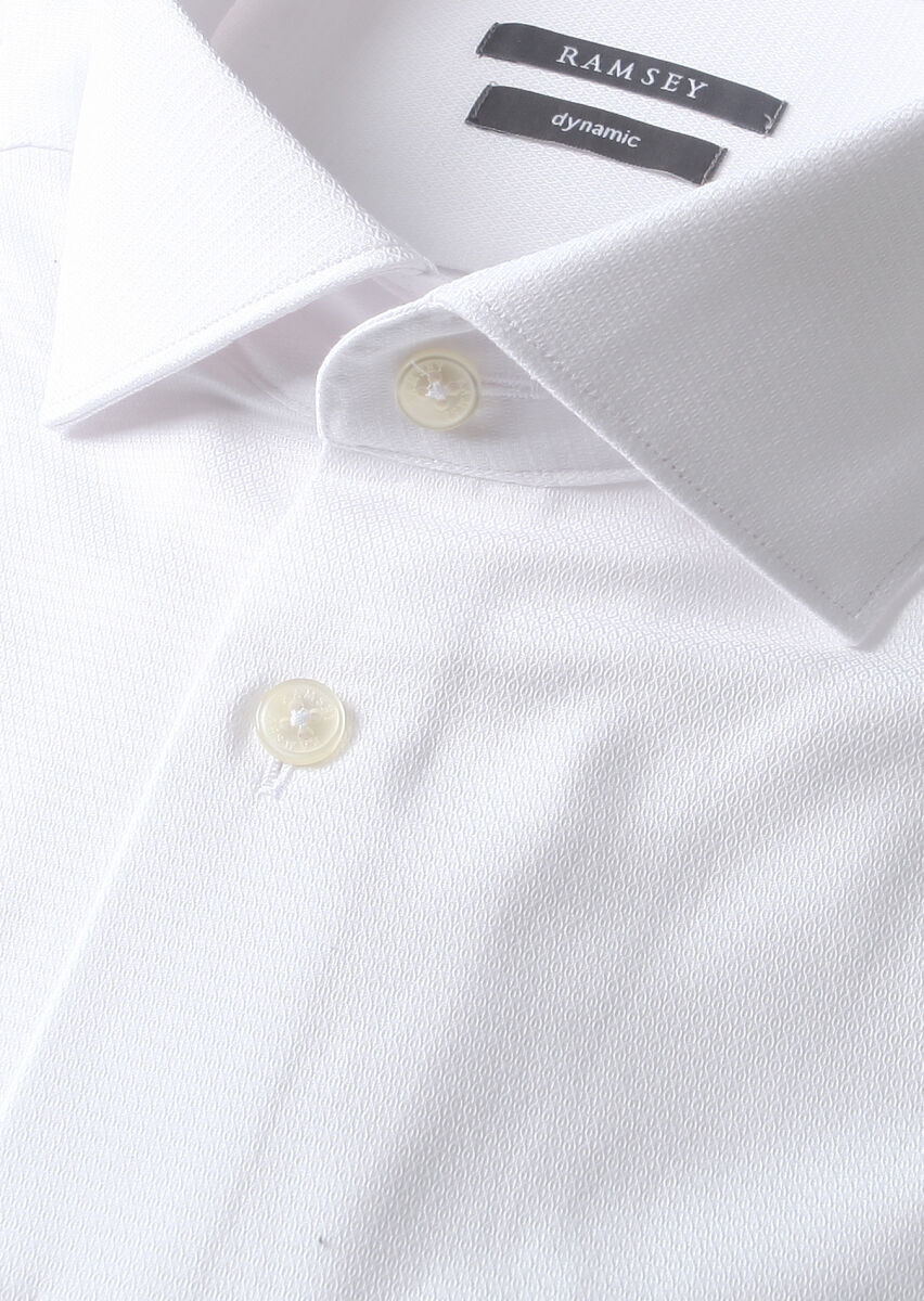 White Micro Regular Fit Long Weaving Classical Cotton Blended Shirt - 2