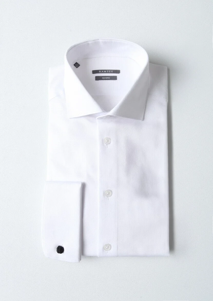 White Micro Regular Fit Weaving Classical 100% Cotton Shirt - 1