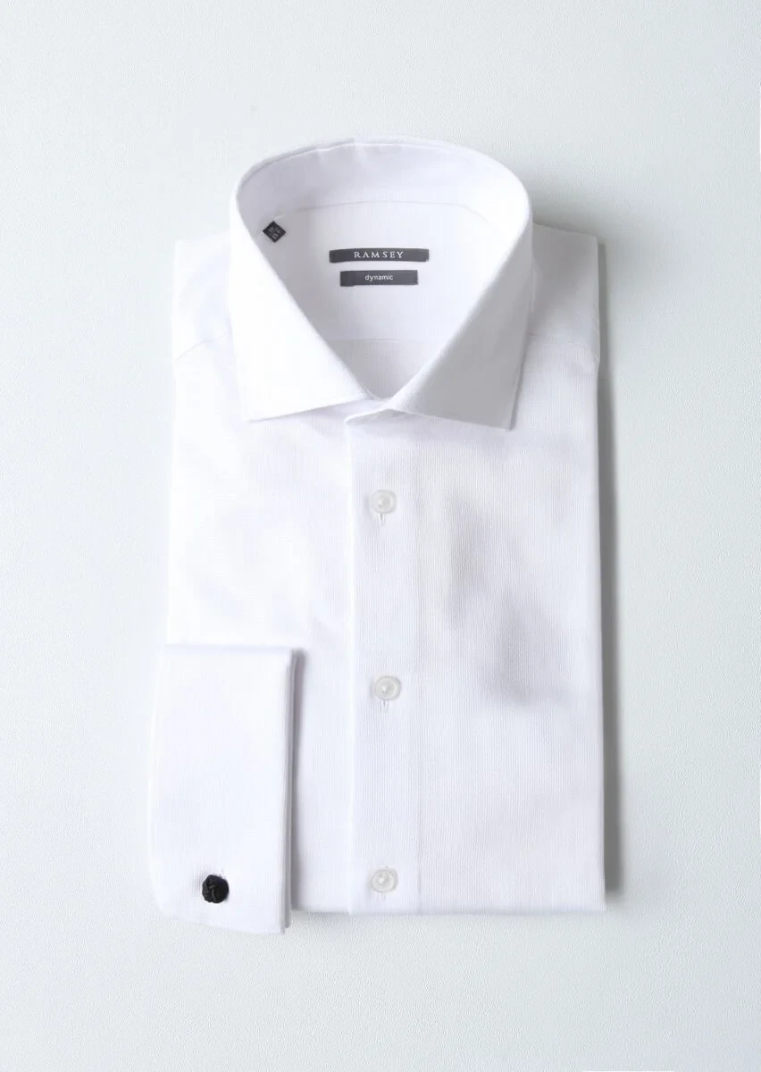 White Micro Regular Fit Weaving Classical 100% Cotton Shirt - 1