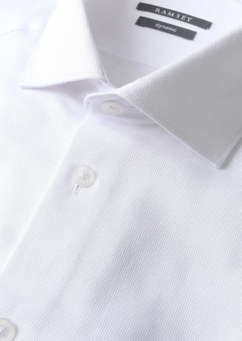 White Micro Regular Fit Weaving Classical 100% Cotton Shirt - 2