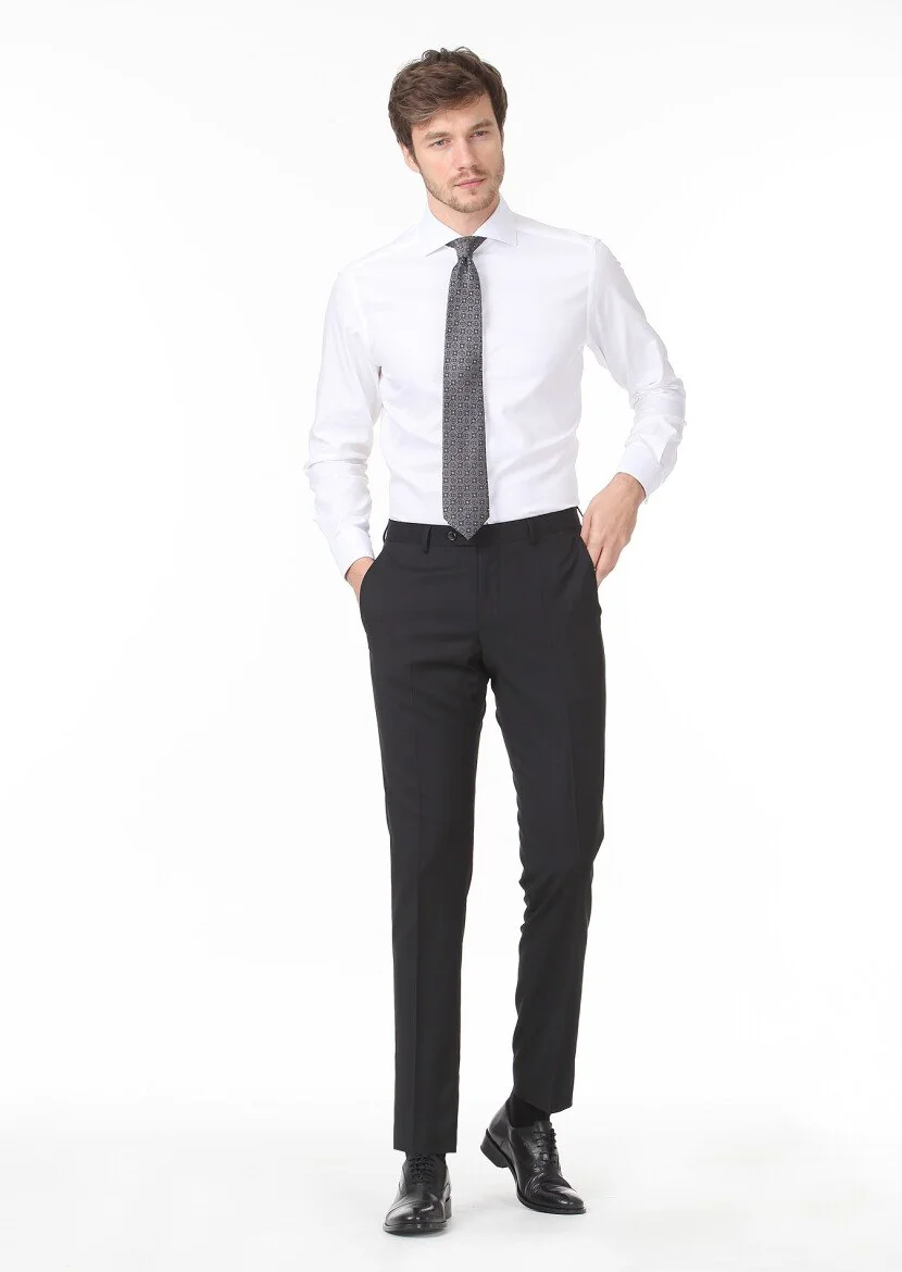 White Micro Regular Fit Weaving Classical 100% Cotton Shirt - 3