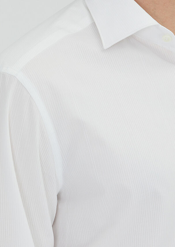 White Patterned Regular Fit Long Weaving Classical 100% Cotton Shirt - 4