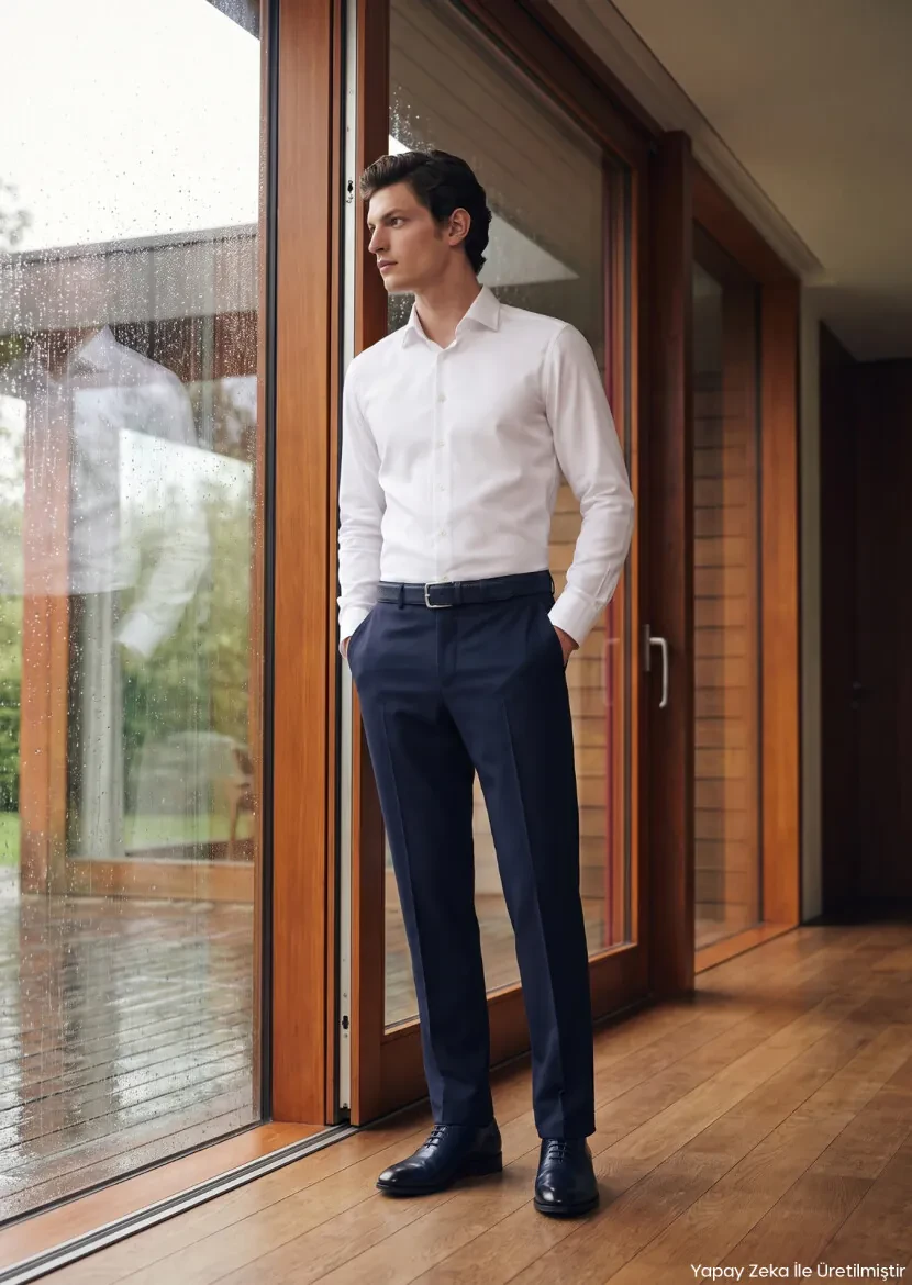 White Patterned Regular Fit Long Weaving Classical 100% Cotton Shirt - RAMSEY
