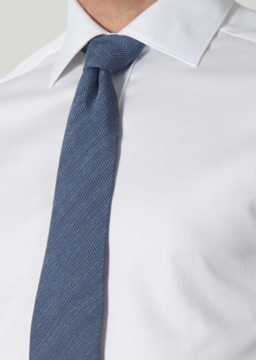 White Patterned Regular Fit Weaving Classical 100% Cotton Shirt - 4