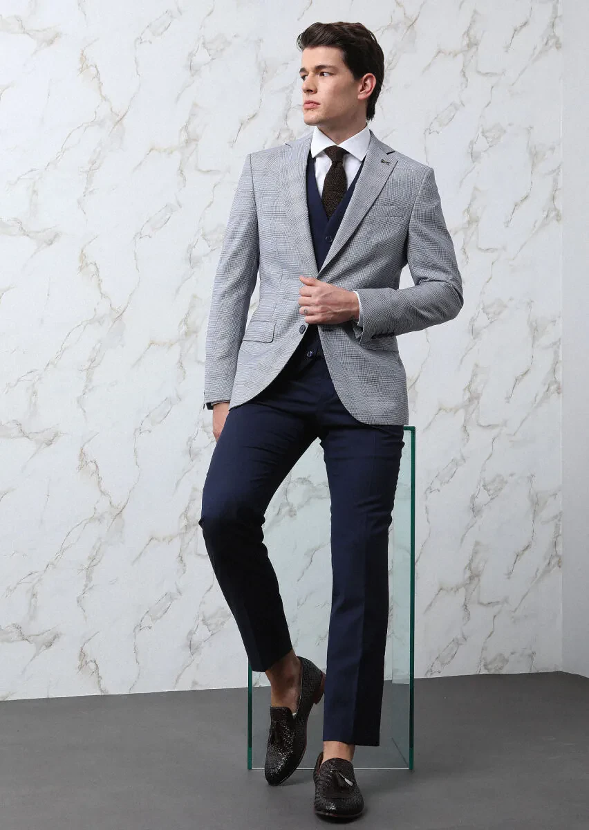 White Patterned Regular Fit Weaving Classical 100% Cotton Shirt - 3