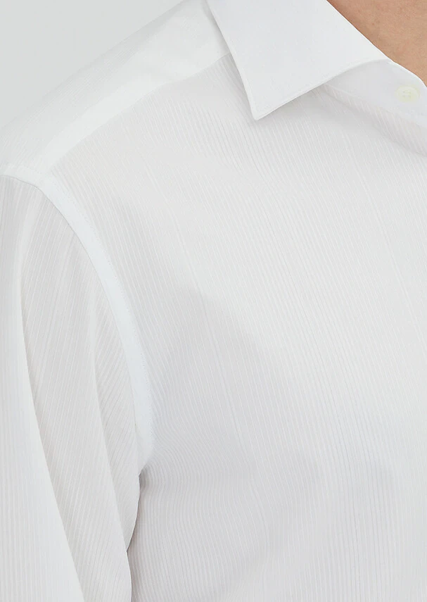 White Patterned Regular Fit Weaving Classical 100% Cotton Shirt - 4