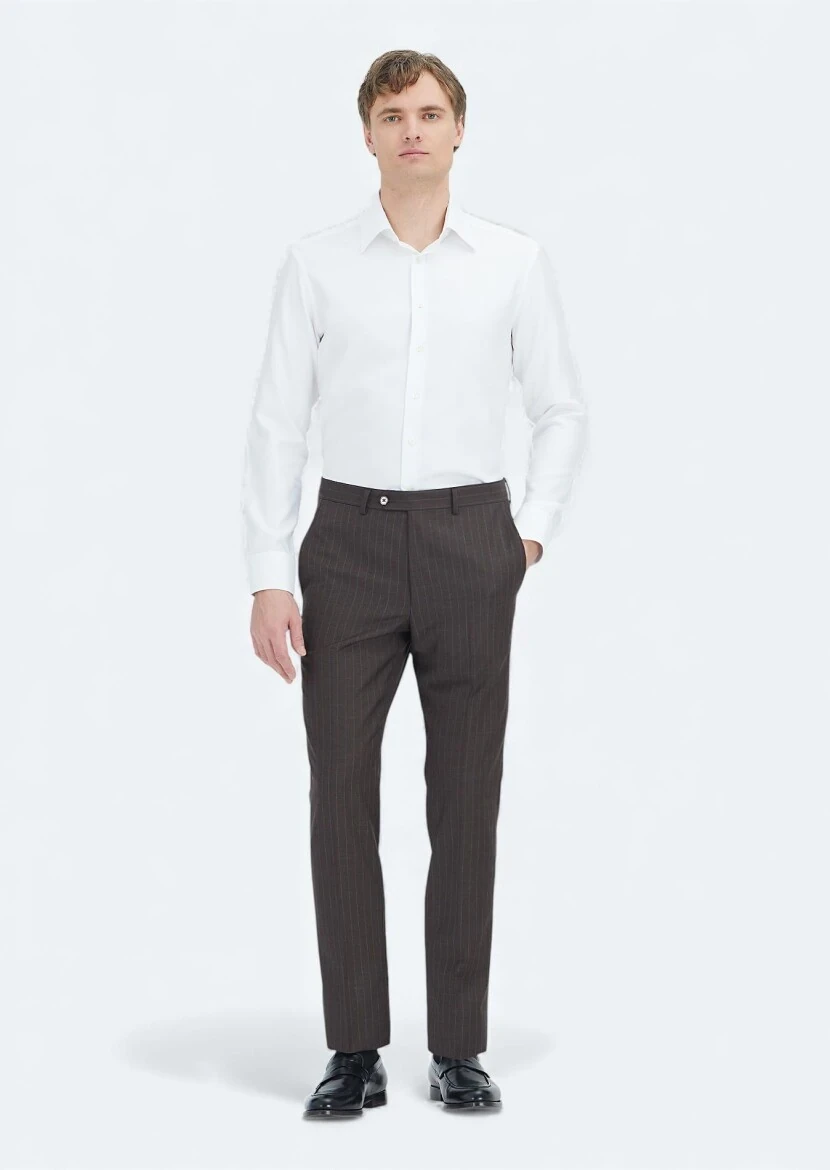 White Patterned Regular Fit Weaving Classical 100% Cotton Shirt - RAMSEY