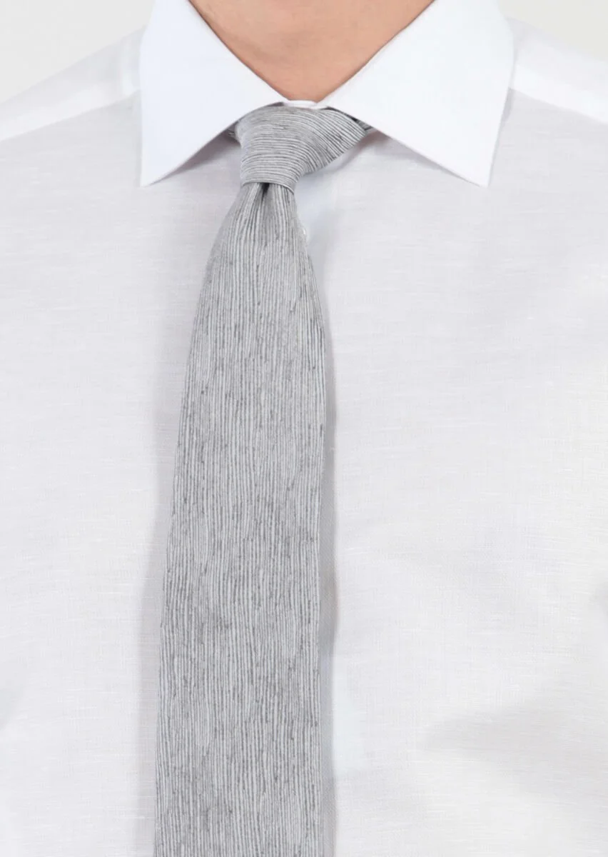 White Patterned Weaving Classical Cotton Blended Shirt - 4