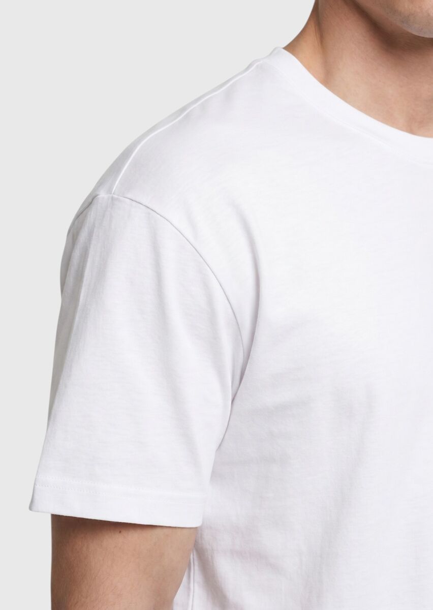 White Plain 100% Cotton T-Shirt - 4