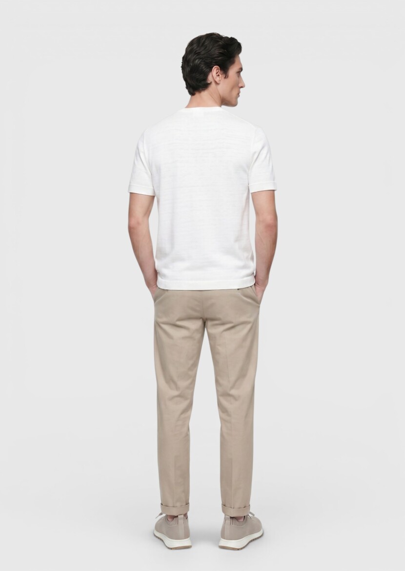 White Plain 100% Linen T-Shirt - 4