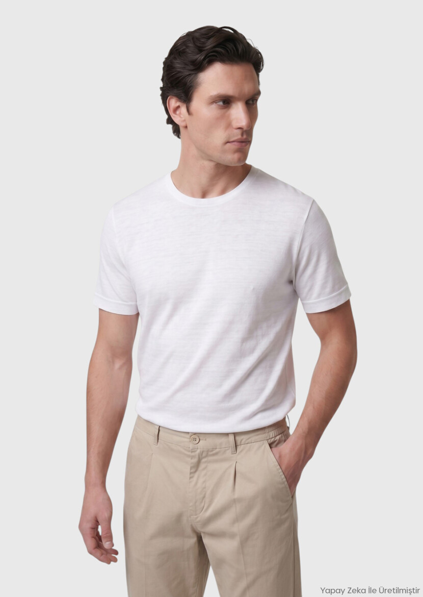 White Plain 100% Linen T-Shirt 