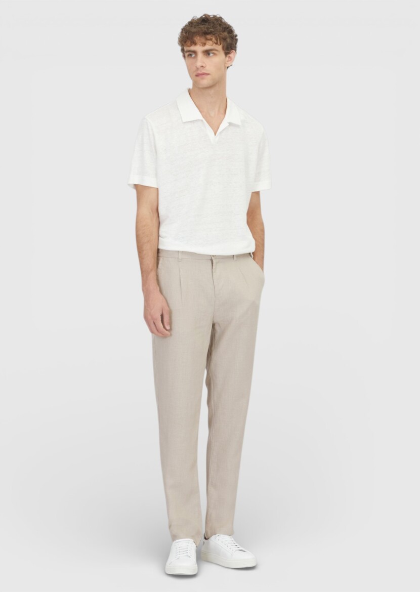 White Plain 100% Linen T-Shirt 