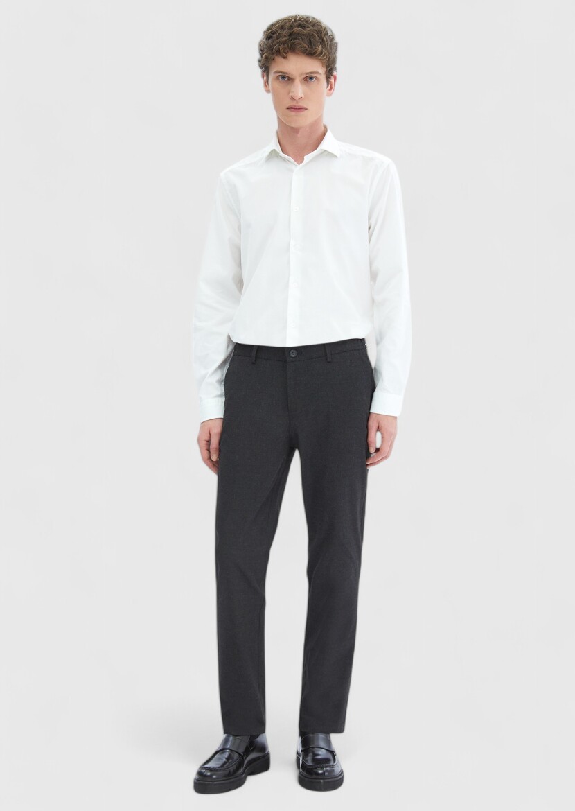 White Plain Casual Fit Long Weaving Casual 100% Cotton Shirt - 2