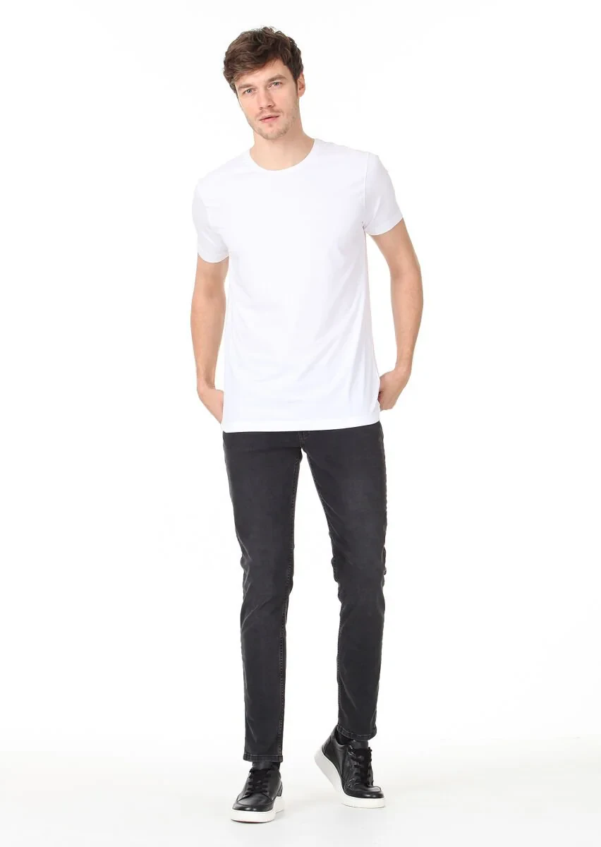 White Plain Cotton Blended T-Shirt - 3