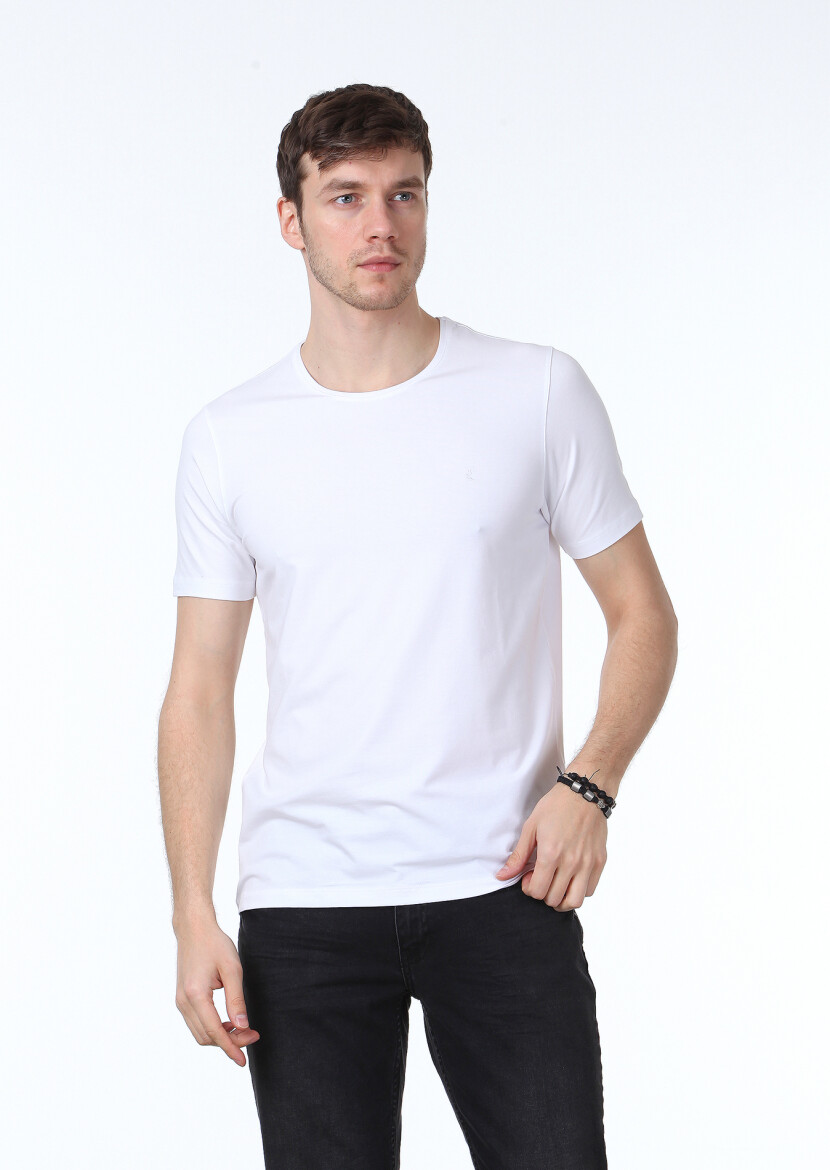 White Plain Cotton Blended T-Shirt 