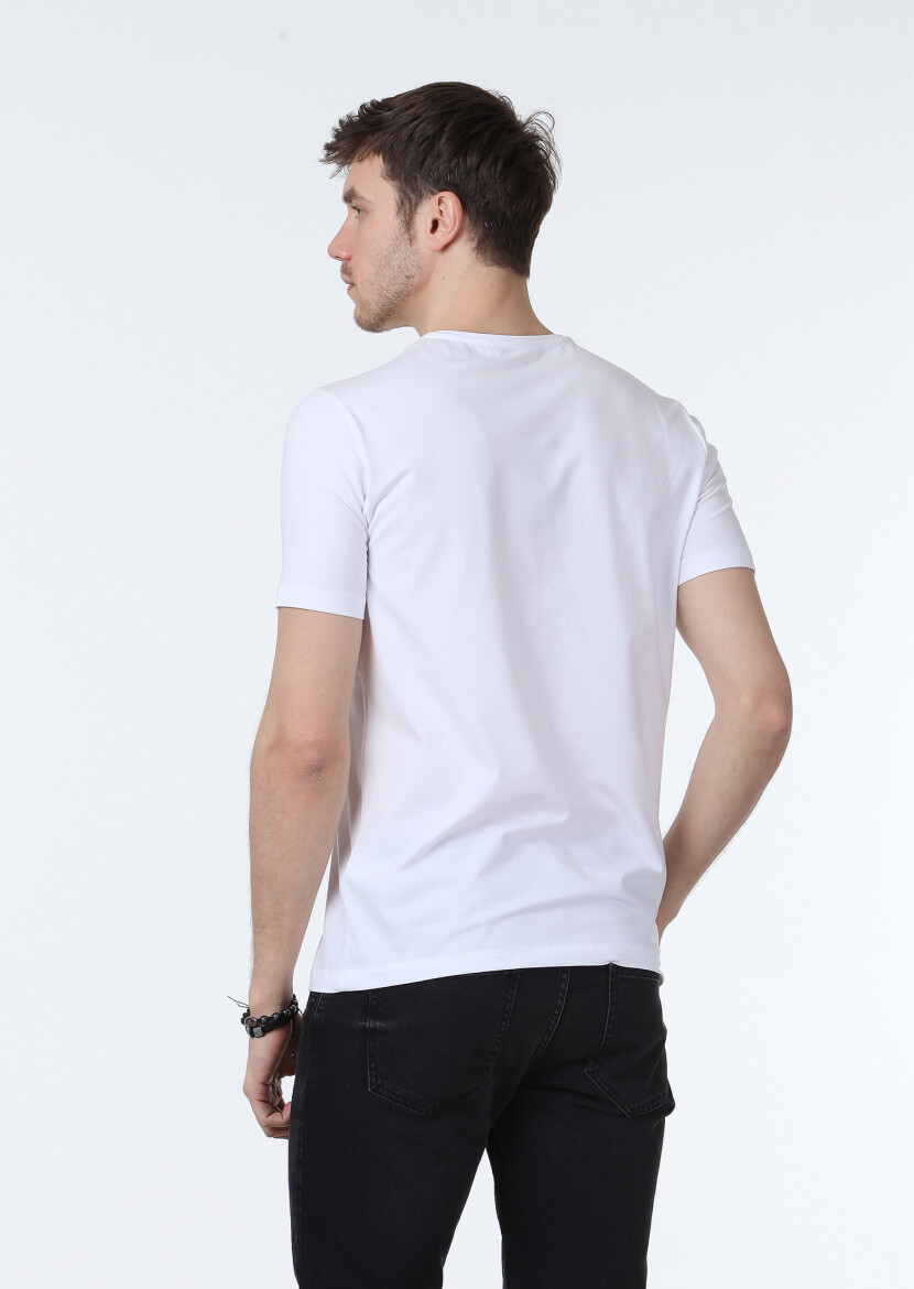 White Plain Cotton Blended T-Shirt - 4