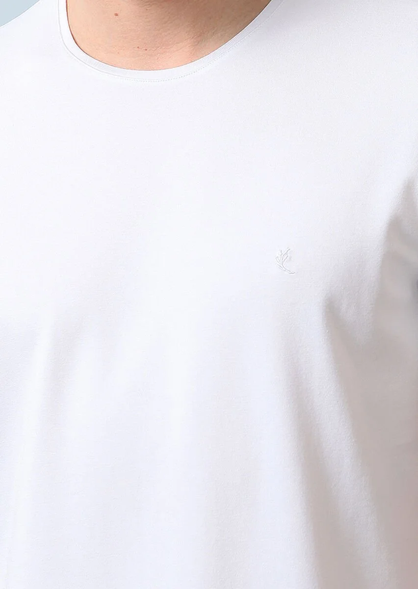 White Plain Cotton Blended T-Shirt - 2