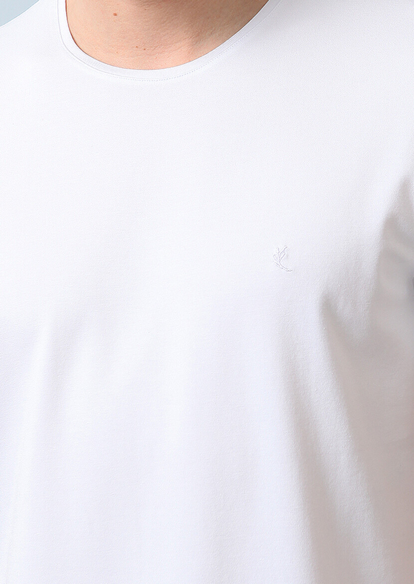 White Plain Cotton Blended T-Shirt 