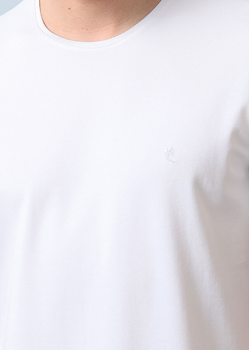 White Plain Cotton Blended T-Shirt - 2