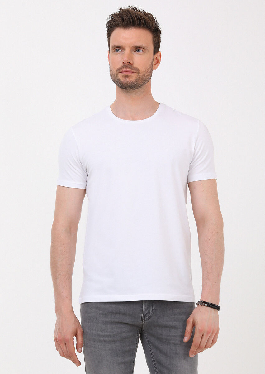 White Plain Cotton Blended T-Shirt - 1