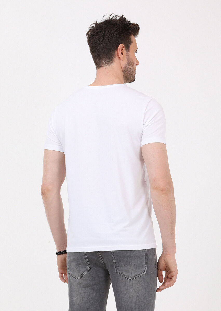 White Plain Cotton Blended T-Shirt - 4