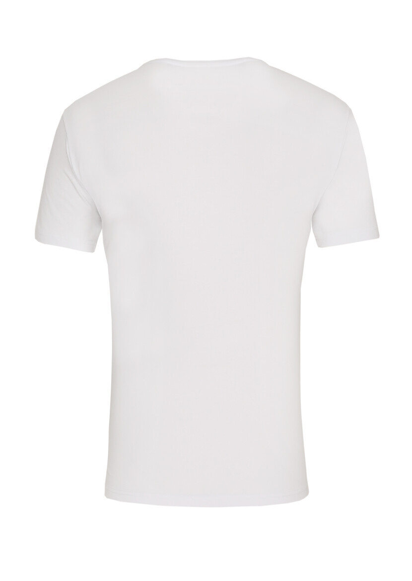 White Plain Cotton Blended T-Shirt - 3