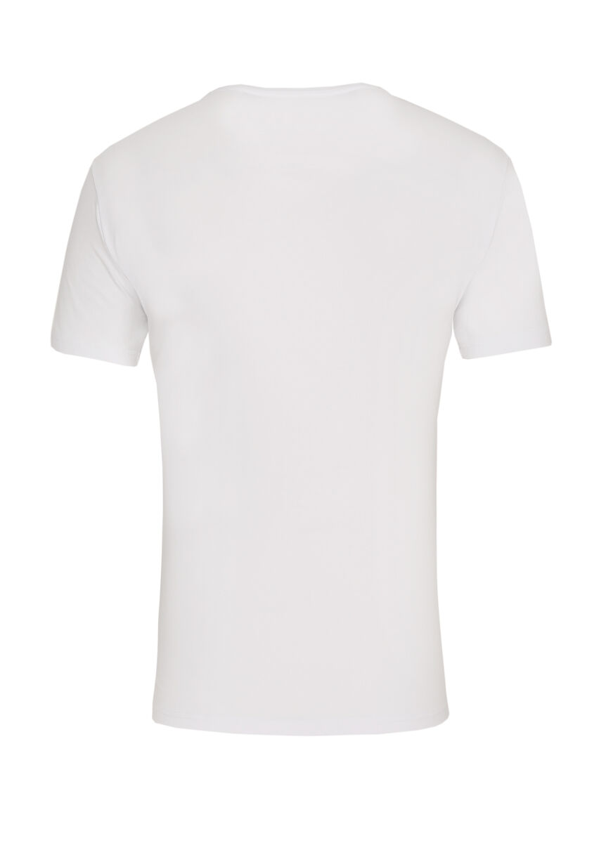 White Plain Cotton Blended T-Shirt - 3