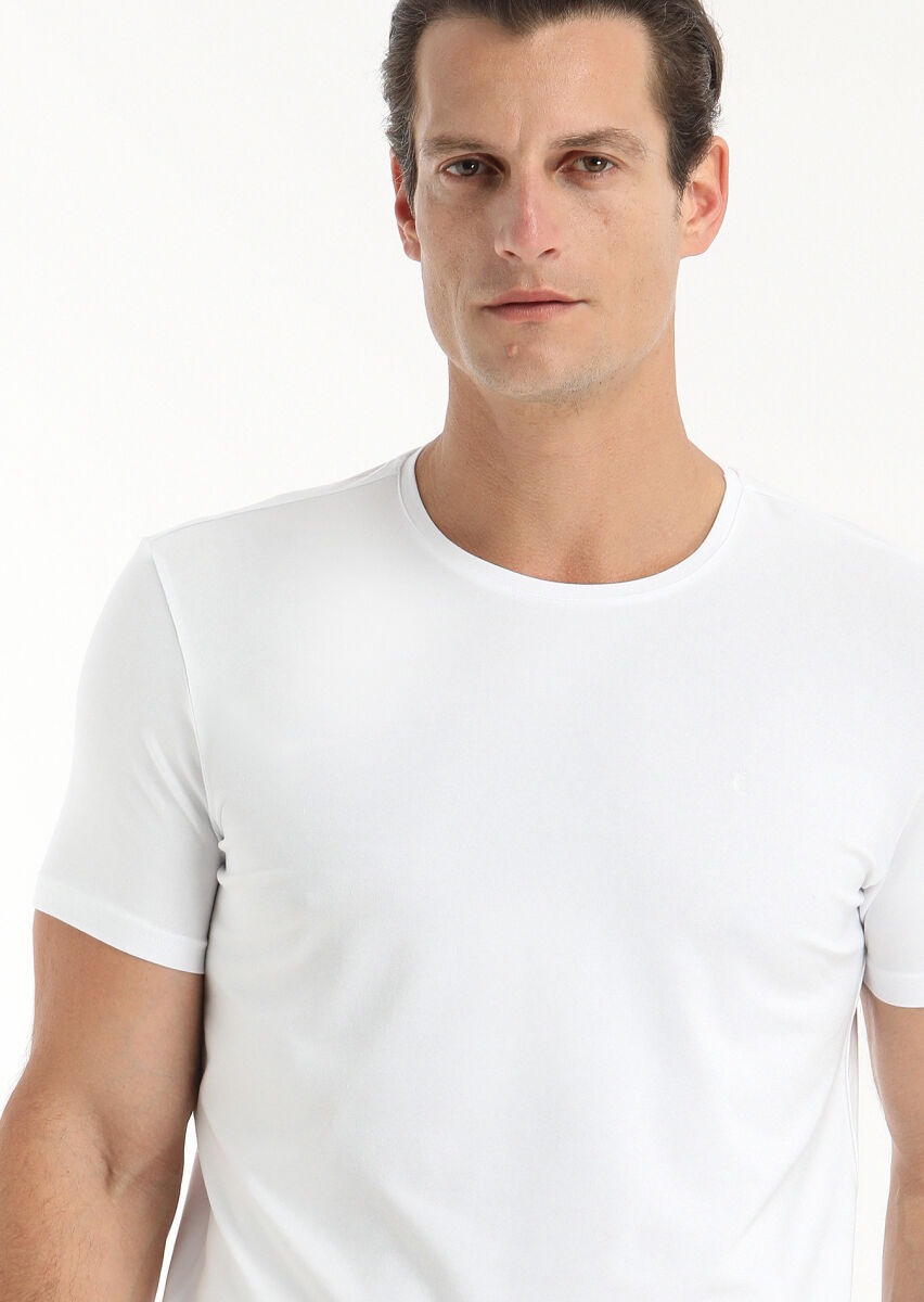 White Plain Cotton Blended T-Shirt - 2