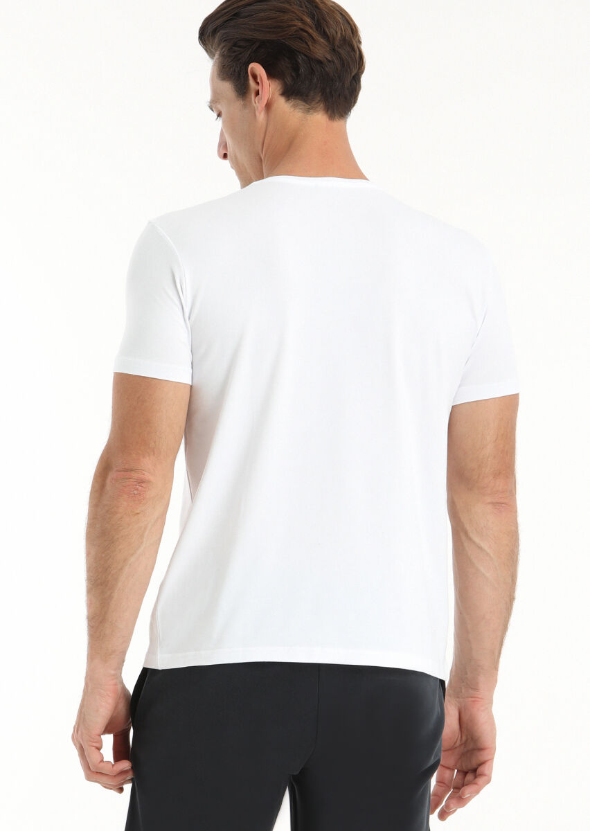 White Plain Cotton Blended T-Shirt - 5