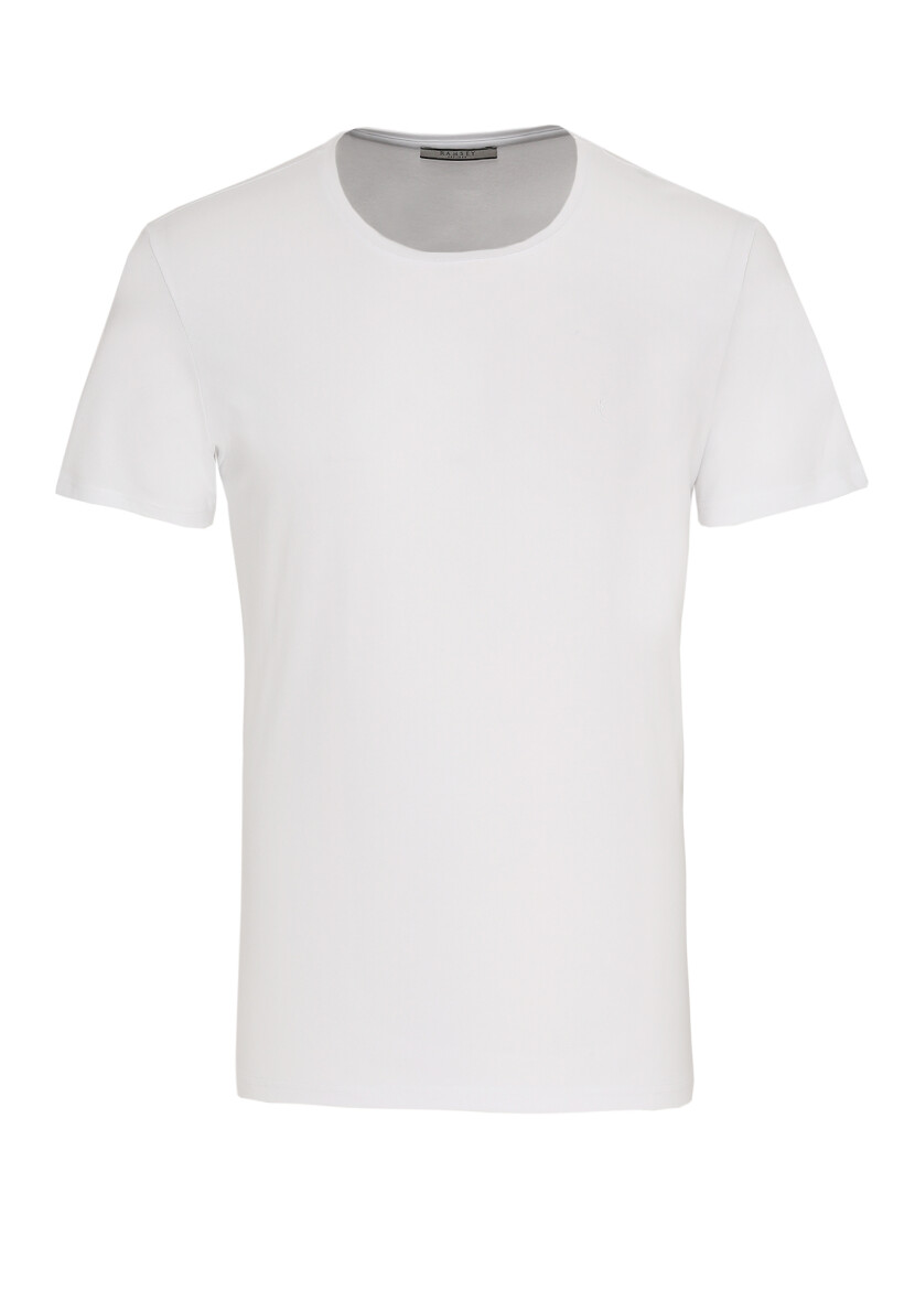 White Plain Cotton Blended T-Shirt - 5