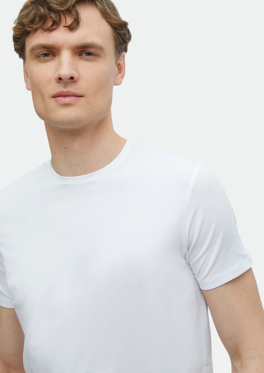 White Plain Cotton Blended T-Shirt - 5