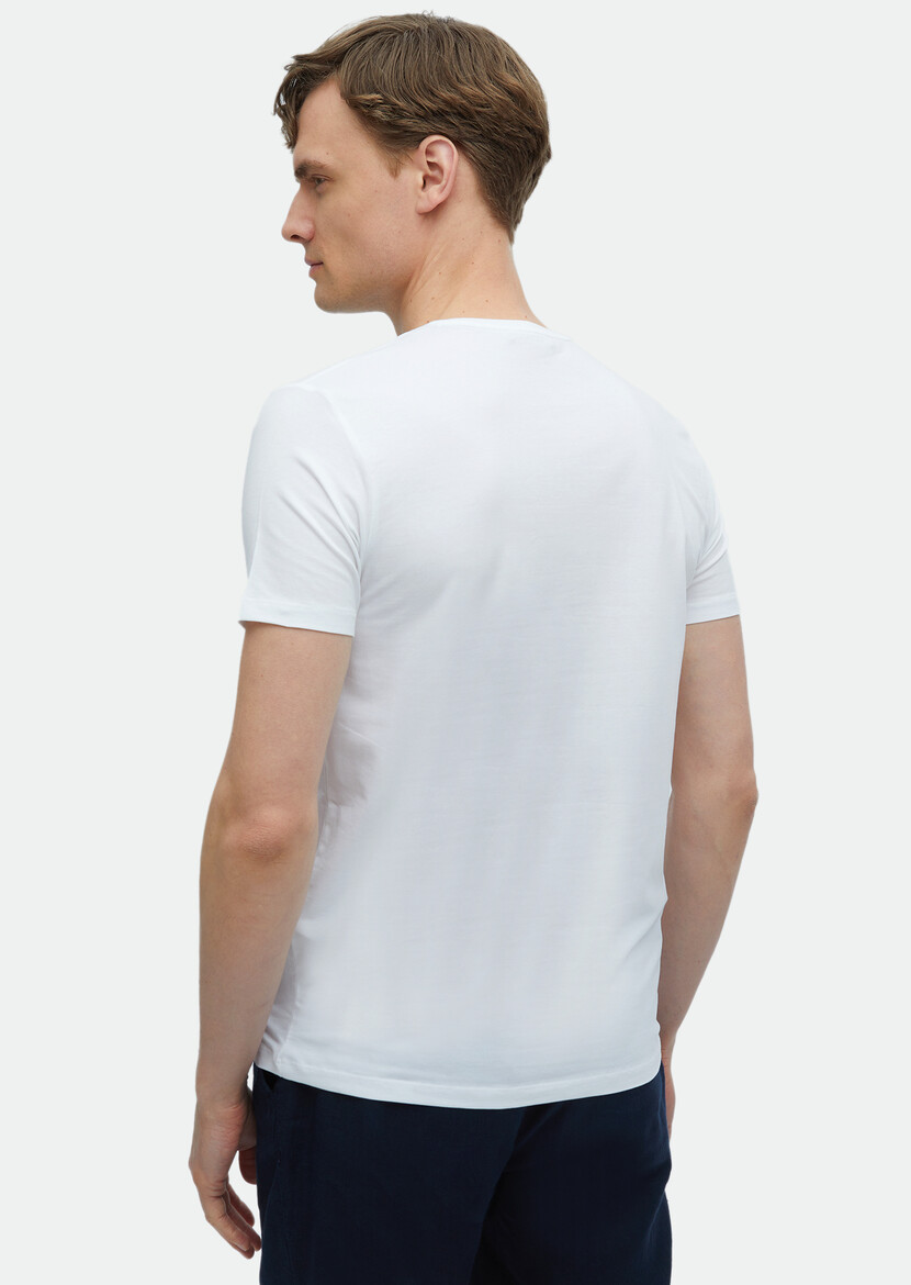 White Plain Cotton Blended T-Shirt - 6