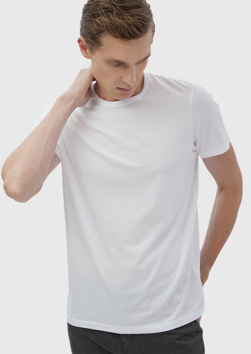 White Plain Cotton Blended T-Shirt 